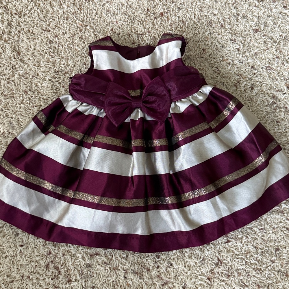 Bonnie Baby Holiday dress Burgundy NEW 0-3 Month